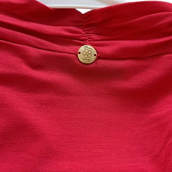 Trina Turk Red Sleeveless Jersey Short Dress w/ Tie Draped Scoop Neck Sz P - Picture 6 of 9